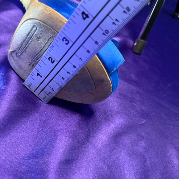 πKate Preston Beautiful Royal Blue 5" Satin Sandals Open Toe and Zipper - Picture 7 of 14